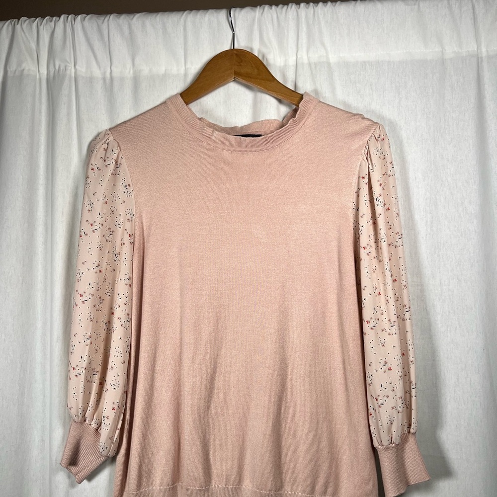 Adrianna Papell Pink Floral Sleeve Top